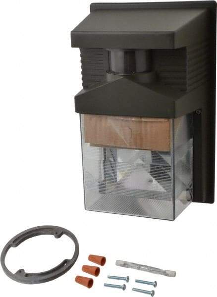 Heath/Zenith - 1 Head, 30 Ft. Detection, 180° Angle, Halogen Lamp Motion Sensing Light Fixture - 100 Watt, Plastic Bronze Housing, Wall, Eave Mounted, 5-1/2 Inch Long x 7.6 Inch Wide x 11 Inch High - All Tool & Supply