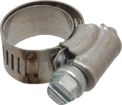 IDEAL TRIDON - SAE Size 6, 1/2 to 7/8" Diam, Stainless Steel Shielded Worm Drive Clamp - Material Grade 201, Series 613 - All Tool & Supply