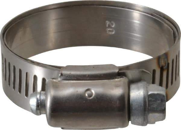 IDEAL TRIDON - SAE Size 20, 1 to 1-3/4" Diam, Stainless Steel Shielded Worm Drive Clamp - Material Grade 201, Series 613 - All Tool & Supply