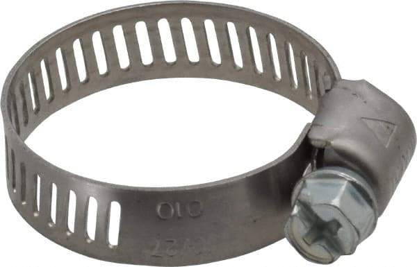 IDEAL TRIDON - SAE Size 10, 1/2 to 1-1/16" Diam, Stainless Steel Miniature Worm Drive Clamp - 5/16" Wide, Material Grade 301, Series 325 - All Tool & Supply