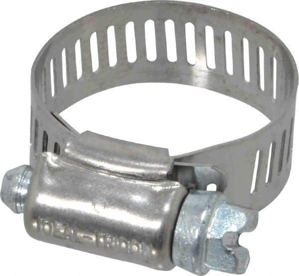 IDEAL TRIDON - SAE Size 12, 9/16 to 1-1/4" Diam, Stainless Steel Worm Drive Clamp - 1/2" Wide, Material Grade 201, Series 611 - All Tool & Supply