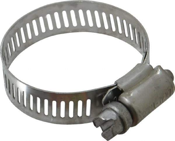 IDEAL TRIDON - SAE Size 20, 3/4 to 1-3/4" Diam, Stainless Steel Worm Drive Clamp - 1/2" Wide, Material Grade 201, Series 611 - All Tool & Supply