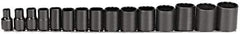 Proto - 15 Piece 1/2" Drive Socket Set - 12 Points, 3/8" to 1-1/4" Range, Inch Measurement Standard - All Tool & Supply