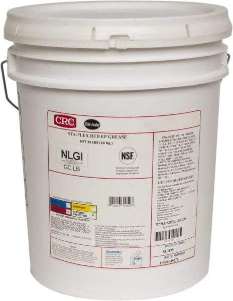 CRC - 35 Lb Pail Lithium Extreme Pressure Grease - Red, Extreme Pressure & Food Grade, 325°F Max Temp, NLGIG 2, - All Tool & Supply