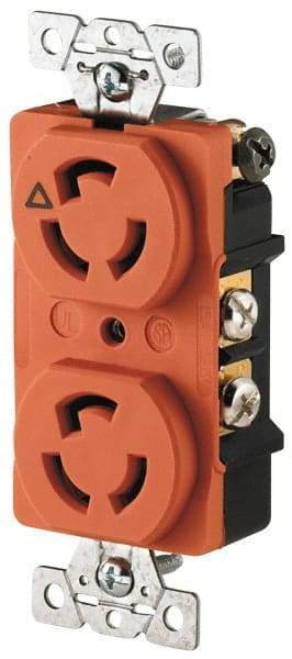 Cooper Wiring Devices - 125 VAC, 15 Amp, L5-15R NEMA, Isolated Ground Receptacle - 2 Poles, 3 Wire, Female End, Orange - All Tool & Supply