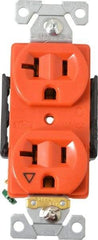 Cooper Wiring Devices - 125 VAC, 20 Amp, 5-20R NEMA Configuration, Orange, Industrial Grade, Isolated Ground Duplex Receptacle - 1 Phase, 2 Poles, 3 Wire, Flush Mount, Chemical and Impact Resistant - All Tool & Supply