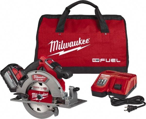 Milwaukee Tool - 18 Volt, 7-1/4" Blade, Cordless Circular Saw - 5,800 RPM, 1 Lithium-Ion Battery Included - All Tool & Supply