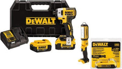 DeWALT - 20 Volt, 1/4" Drive, 20, 125, 152 Ft/Lb Torque, Cordless Impact Driver - 1000, 2800, 3250 RPM, 3 Lithium-Ion Batteries Included - All Tool & Supply