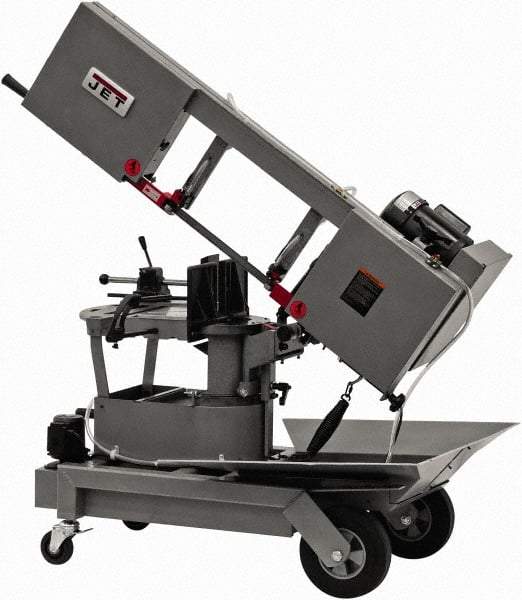 Jet - 8 x 9" Max Capacity, Manual Step Pulley Horizontal Bandsaw - 64, 132 & 247 SFPM Blade Speed, 115/230 Volts, 90°, 1 hp, 1 Phase - All Tool & Supply