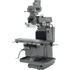 Jet - 12" Table Width x 54" Table Length, Variable Speed Pulley Control, 3 Phase Knee Milling Machine - NT40 Spindle Taper, 5 hp - All Tool & Supply