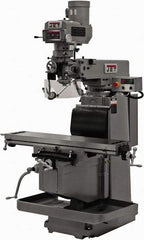 Jet - 12" Table Width x 54" Table Length, Variable Speed Pulley Control, 3 Phase Knee Milling Machine - R8 Spindle Taper, 5 hp - All Tool & Supply