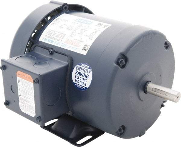 Leeson - 1-1/2 Max hp, 1,800 Max RPM, Premium Efficient Electric AC DC Motor - 230/460 V Input, Three Phase, 56 Frame, 5/8" Shaft Diam, Rigid Base Mount, TEFC Enclosure - All Tool & Supply