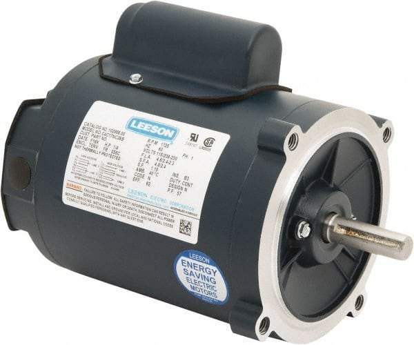 Leeson - 1/4 Max hp, 1,800 Max RPM, Capacitor Start Electric AC DC Motor - 115/230 V Input, Single Phase, S56C Frame, 5/8" Shaft Diam, C-Face Mount, TENV Enclosure - All Tool & Supply