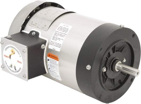 Leeson - 1 Max hp, 1,800 Max RPM, Premium Efficient Electric AC DC Motor - 230/460 V Input, Three Phase, 56C Frame, C-Face Mount, TEFC Enclosure - All Tool & Supply