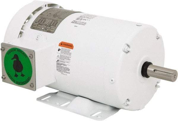 Leeson - 2 Max hp, 1,800 Max RPM, Premium Efficient Electric AC DC Motor - 230/460 V Input, Three Phase, 145T Frame, Rigid Base Mount, TEFC Enclosure - All Tool & Supply