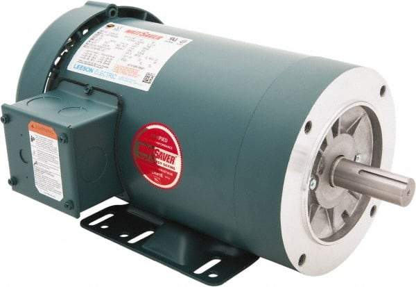 Leeson - 3 Max hp, 3,600 Max RPM, Premium Efficient Electric AC DC Motor - 230/460 V Input, Three Phase, 145TC Frame, C-Face with Base Mount, TEFC Enclosure - All Tool & Supply