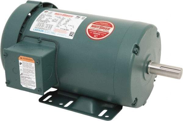 Leeson - 3 Max hp, 3,600 Max RPM, Premium Efficient Electric AC DC Motor - 230/460 V Input, Three Phase, 145T Frame, Rigid Base Mount, TEFC Enclosure - All Tool & Supply