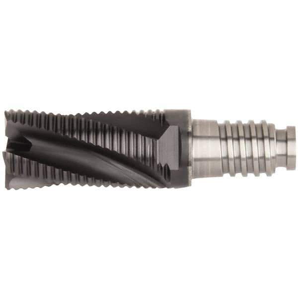 Kennametal - 10mm Diam, 15mm LOC, 4 Flute, 0.5mm Corner Chamfer End Mill Head - Solid Carbide, AlTiN Finish, Duo-Lock 10 Connection, Spiral Flute, 20° Helix, Centercutting - All Tool & Supply