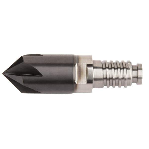 Kennametal - 5/8" Diam, 3.17mm LOC, 6 Flute, 1/8" Corner Chamfer End Mill Head - Solid Carbide, AlTiN Finish, Duo-Lock 16 Connection, Spiral Flute, 0° Helix - All Tool & Supply