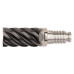 Kennametal - 1/2" Diam, 3/4" LOC, 6 Flute, 0.762mm Corner Radius End Mill Head - Solid Carbide, AlTiN Finish, Duo-Lock 12 Connection, Spiral Flute, 45° Helix, Centercutting - All Tool & Supply