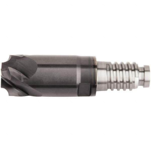 Kennametal - 12mm Diam, 2mm LOC, 5 Flute, 2mm Corner Radius End Mill Head - Solid Carbide, AlTiN Finish, Duo-Lock 10 Connection, Spiral Flute, 0° Helix - All Tool & Supply