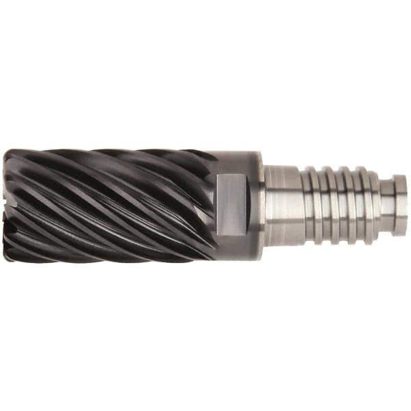 Kennametal - 25mm Diam, 37.5mm LOC, 19 Flute, 2.5mm Corner Radius End Mill Head - Solid Carbide, AlTiN Finish, Duo-Lock 25 Connection, Spiral Flute, 36° Helix - All Tool & Supply