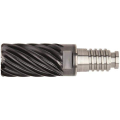 Kennametal - 25mm Diam, 37.5mm LOC, 19 Flute, 2.5mm Corner Radius End Mill Head - Solid Carbide, AlTiN Finish, Duo-Lock 25 Connection, Spiral Flute, 36° Helix - All Tool & Supply