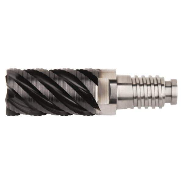 Kennametal - 10mm Diam, 15mm LOC, 4 Flute, 0.5mm Corner Radius End Mill Head - Solid Carbide, AlTiN Finish, Duo-Lock 10 Connection, Spiral Flute, 45° Helix, Centercutting - All Tool & Supply