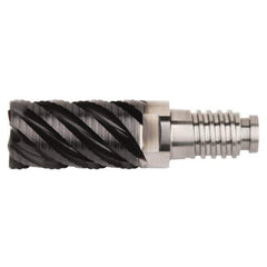 Kennametal - 25mm Diam, 37.5mm LOC, 6 Flute, 0.75mm Corner Radius End Mill Head - Solid Carbide, AlTiN Finish, Duo-Lock 25 Connection, Spiral Flute, 45° Helix, Centercutting - All Tool & Supply