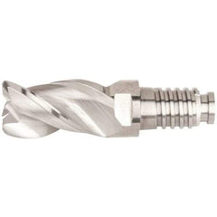 Kennametal - 1/2" Diam, 3/4" LOC, 3 Flute, 0.06" Corner Radius End Mill Head - Solid Carbide, Uncoated, Duo-Lock 12 Connection, Spiral Flute, 38° Helix, Centercutting - All Tool & Supply