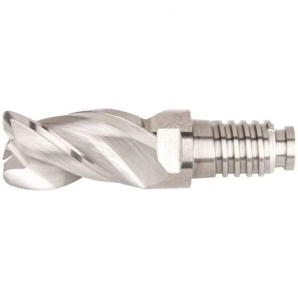 Kennametal - 16mm Diam, 24mm LOC, 3 Flute, 2mm Corner Radius End Mill Head - Solid Carbide, Uncoated, Duo-Lock 16 Connection, Spiral Flute, 38° Helix, Centercutting - All Tool & Supply