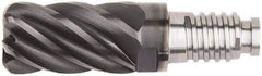 Kennametal - 1/2" Diam, 3/4" LOC, 6 Flute, 0.09" Corner Radius End Mill Head - Solid Carbide, AlTiN Finish, Duo-Lock 12 Connection, Spiral Flute, 37 & 39° Helix, Centercutting - All Tool & Supply