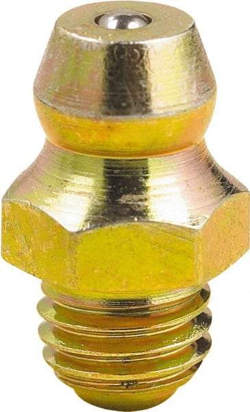 lumax - 0° Head Angle, 1/4-28 Taper Steel Taper Thread Grease Fitting - Zinc Plated Finish - All Tool & Supply