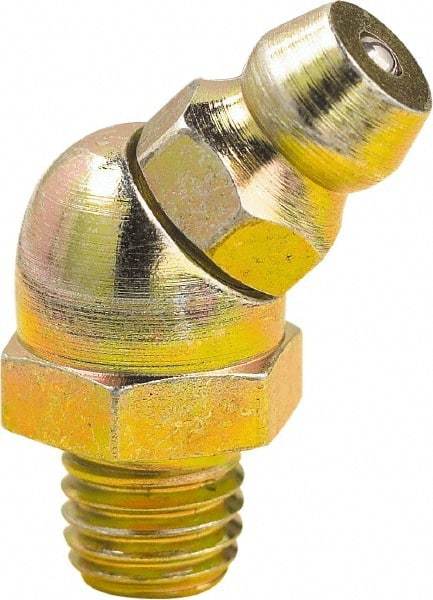 lumax - 45° Head Angle, 1/4-28 Taper Steel Taper Thread Grease Fitting - Zinc Plated Finish - All Tool & Supply