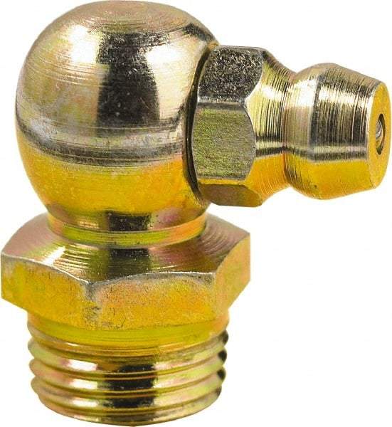 lumax - 90° Head Angle, M8x1 Metric Steel Taper Thread Grease Fitting - Zinc Plated Finish - All Tool & Supply