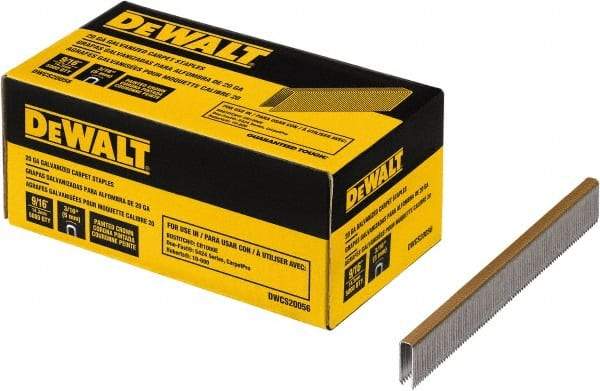 DeWALT - 9/16" Long x 0.0375" Wide, 20 Gauge Crowned Construction Staple - Steel, Galvanized Finish - All Tool & Supply