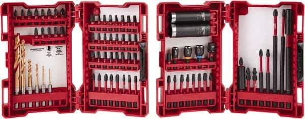 Milwaukee Tool - 75 Piece, Impact Driver Bit Set - 1/4 to 3/16" Hex, #1 to #3, Drilling/Screwdriving Utility Accessory Set Kit, 1/4" Hex Drive, Hex Point - All Tool & Supply