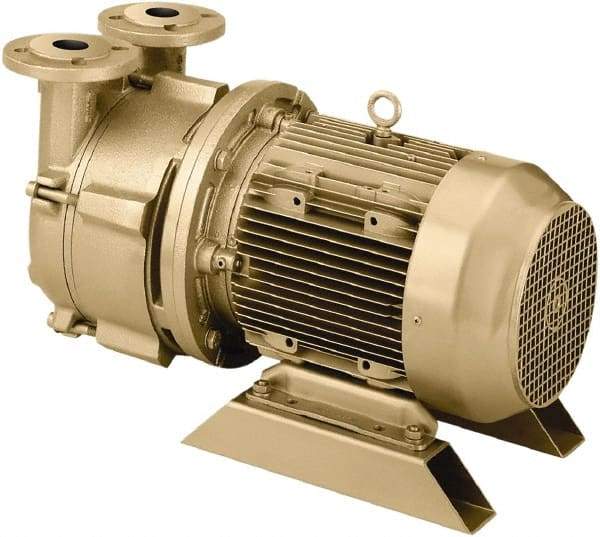 DEKKER Vacuum Technologies - 28.5 Hg Max, 3/8" FNPT Inlet & Discharge, Single Stage Liquid Ring Vaccum Pump - 6 CFM, 0.75 hp, Bronze Housing, Bronze Impeller, 3,500 RPM, 230/460 Volts - All Tool & Supply