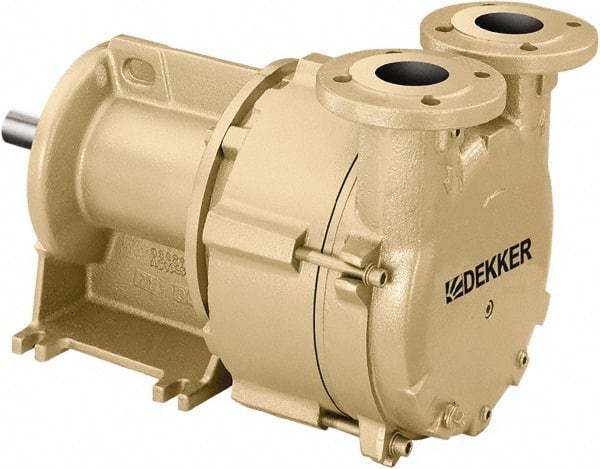 DEKKER Vacuum Technologies - 29 Hg Max, 1-1/2" ANSI 150# RF Flanged Inlet & Discharge, Single Stage Liquid Ring Vaccum Pump - 300 CFM, 20 hp, Cast Iron Housing, 316 Stainless Steel Impeller, 1,750 RPM, 230/460 Volts - All Tool & Supply