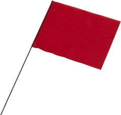 Ability One - 4" High x 5" Wide, Red PVC Marking Flag - 21" Overall Height - All Tool & Supply