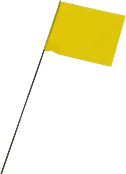 Ability One - 3" High x 3-1/2" Wide, Yellow PVC Marking Flag - 15" Overall Height - All Tool & Supply