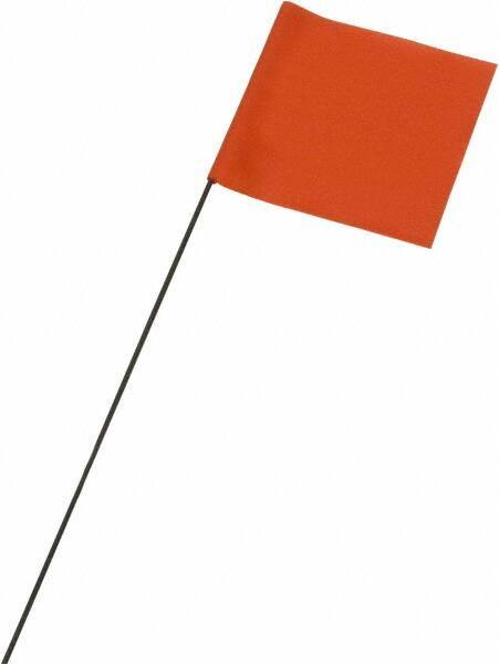 Ability One - 3" High x 3-1/2" Wide, Orange PVC Marking Flag - 21" Overall Height - All Tool & Supply