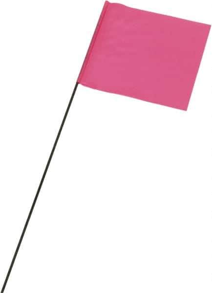 Ability One - 3" High x 3-1/2" Wide, Pink Glow PVC Marking Flag - 21" Overall Height - All Tool & Supply