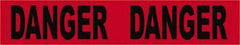 NMC - 200' Long x 3" Wide Roll, Vinyl, Black & Red Barricade Tape - Message: Danger - All Tool & Supply