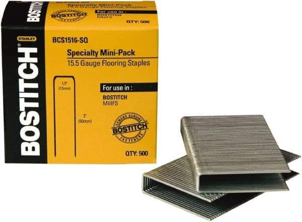 Stanley Bostitch - 2" Long x 1/2" Wide, 16 Gauge Crowned Construction Staple - Grade S4 Steel, Chisel Point - All Tool & Supply