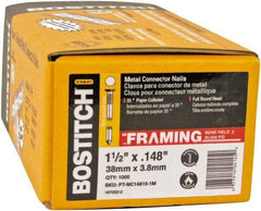 Stanley Bostitch - 16 Gauge 0.0598" Shank Diam 2-1/2" Long Metal Connecting Nails for Power Nailers - Steel, Galvanized Finish, Smooth Shank, Angled Stick Paper Tape Collation, Round Head - All Tool & Supply