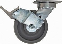 Caster Connection - 6" Diam x 2" Wide x 7-1/2" OAH Top Plate Mount Swivel Caster with Brake - Nylon, 1,500 Lb Capacity, Sealed Precision Ball Bearing, 4 x 4-1/2" Plate - All Tool & Supply