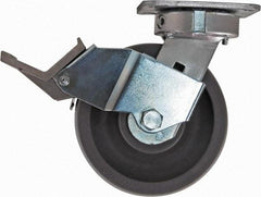 Caster Connection - 6" Diam x 2" Wide x 7-1/2" OAH Top Plate Mount Swivel Caster with Brake - Nylon, 1,500 Lb Capacity, Sealed Precision Ball Bearing, 4 x 4-1/2" Plate - All Tool & Supply