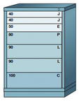 44.25 x 28.25 x 30'' (7 Drawers) - Pre-Engineered Modular Drawer Cabinet Counter Height (137 Compartments) - All Tool & Supply