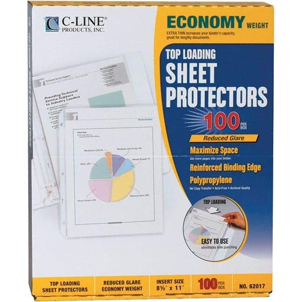 C-LINE - 100 Piece Clear Sheet Protectors-Ring Binder - 11" High x 8-1/2" Wide - All Tool & Supply